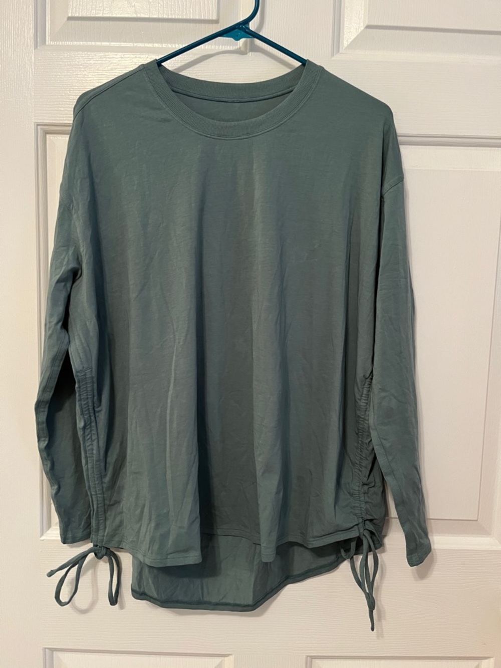 Sage Green Lululemon Long Sleeve Drawstring Top
